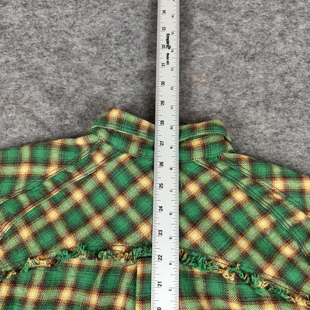 BDG Brixton Flannel Button Up Shirt Long Sleeve Plaid Frayed Hem Womens Small S - Picture 12 of 13